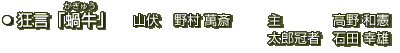 狂言「蝸牛」 山伏：野村 萬斎   主：高野 和憲   太郎冠者：石田 幸雄 